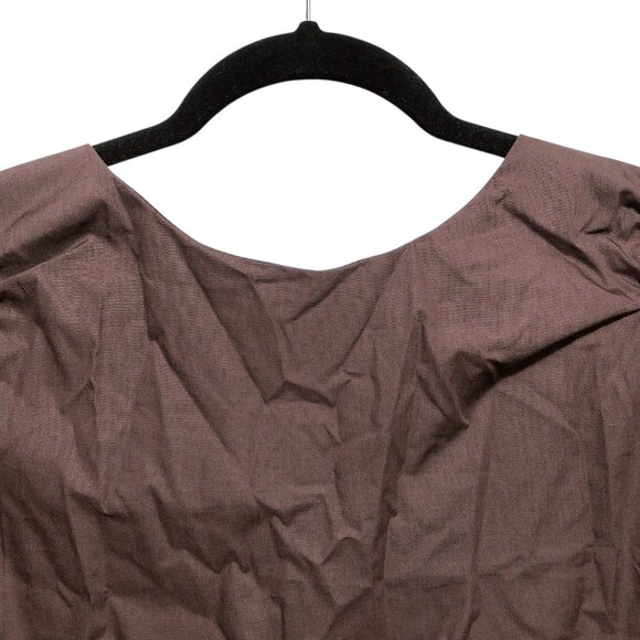 ASOS Design Solid Dark Brown Round Neck Long Sleeve Ruched Dress 10 - Picture 4 of 10